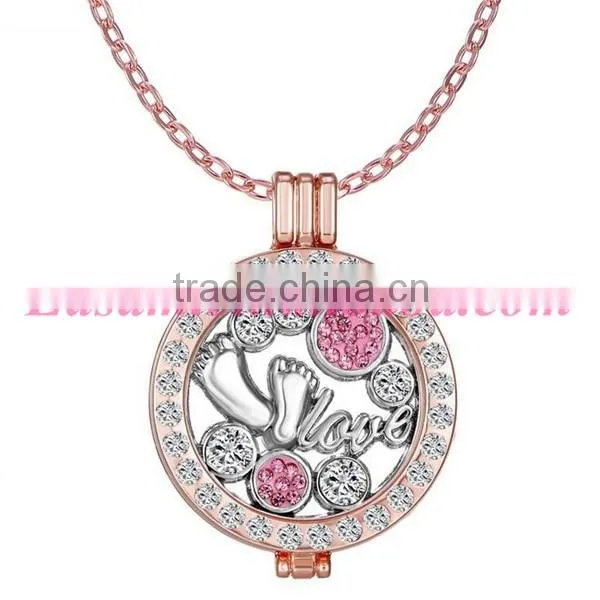 Latest design crystal locket pendant necklace