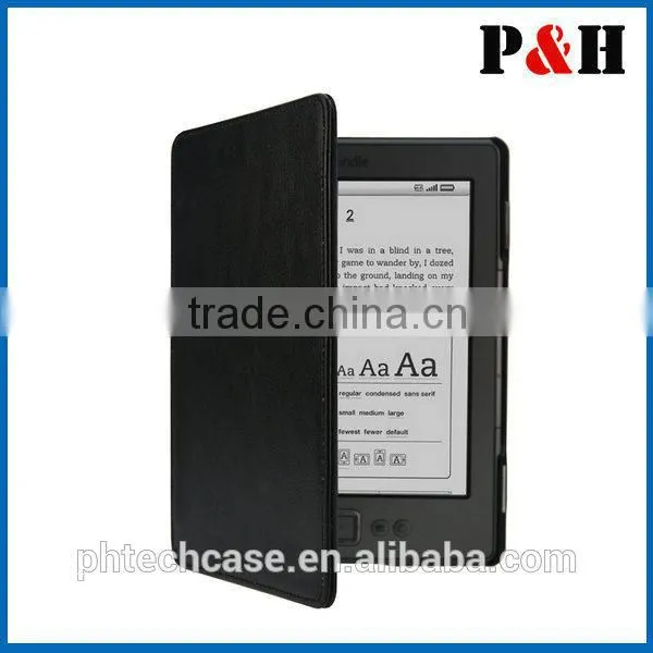 Leather case cover wallet for amazon kindle 4, Lagging leather case, PU leather case