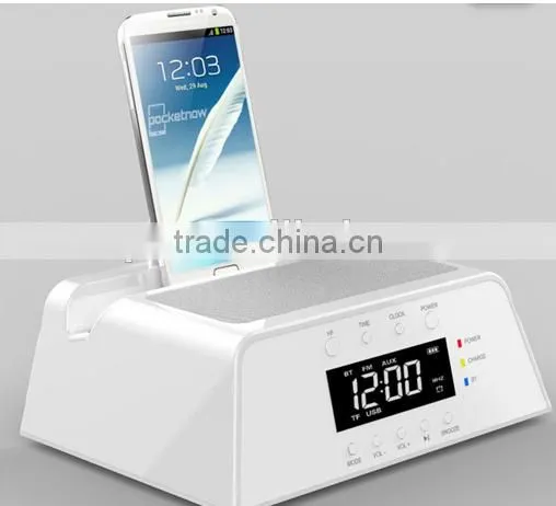 bluetooth speaker Alarm Clock Docking Station for Apple iPhone 5,4,4S, iPad, iPod, Samsung