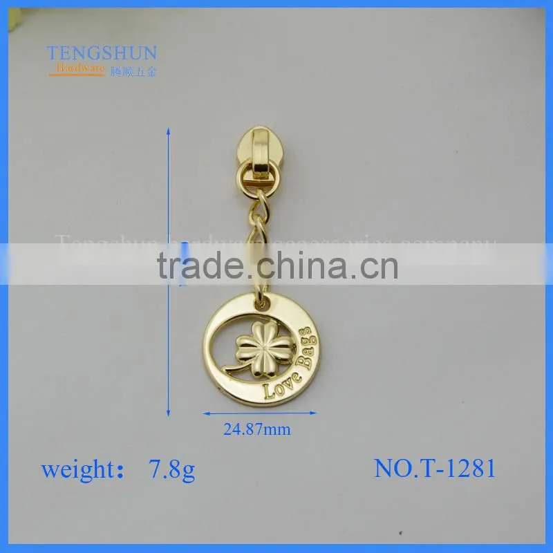 Zinc alloy decorative accessories for purse the metle zipper puller for handbag wholesale