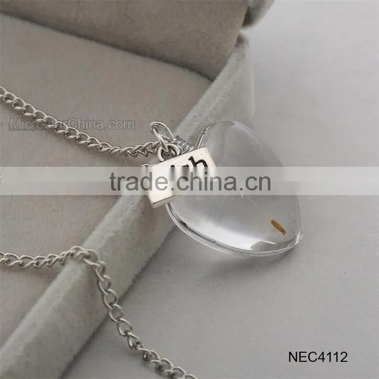 Wish Hot Sale Glass Ball Pendant Necklace Dandelion Necklace