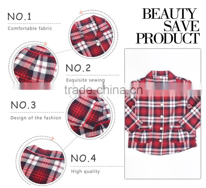 fancy red plaid children cotton sleepwear