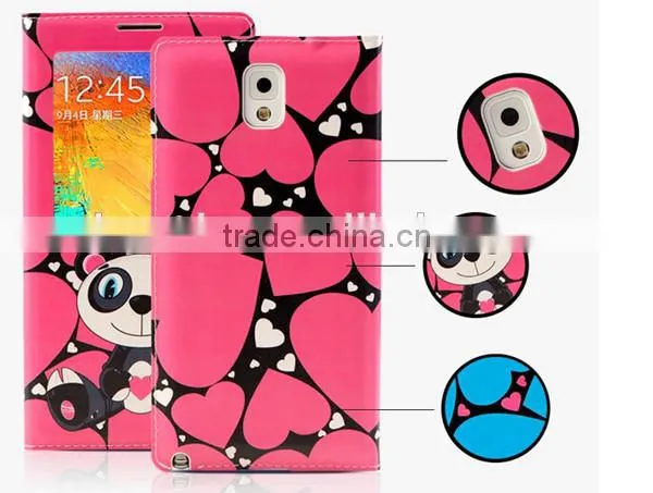 Hot fashion printing leather flip open cover for samsung galaxy note 3