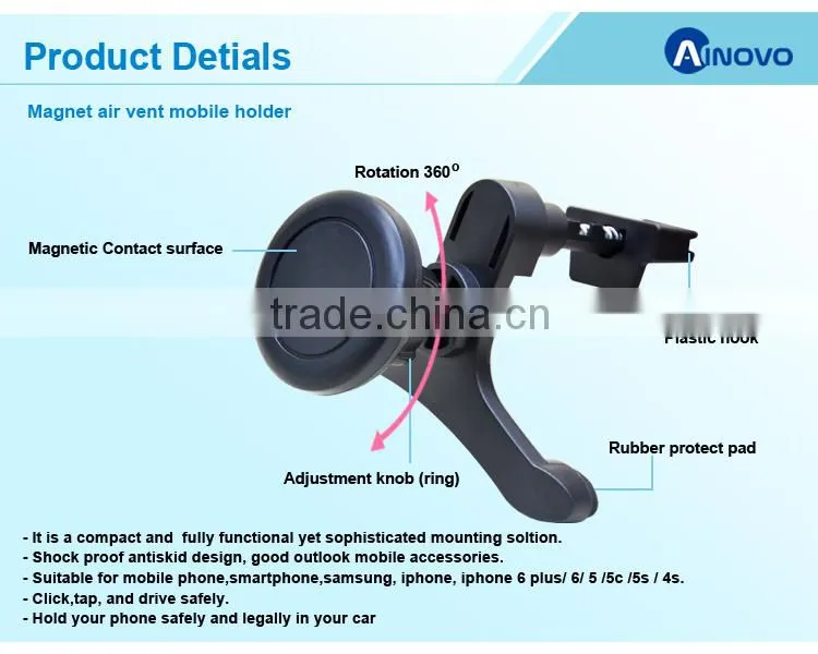 360 Degree Air Vent Magnetic Car Mobile Phone Holder for samsung car mount