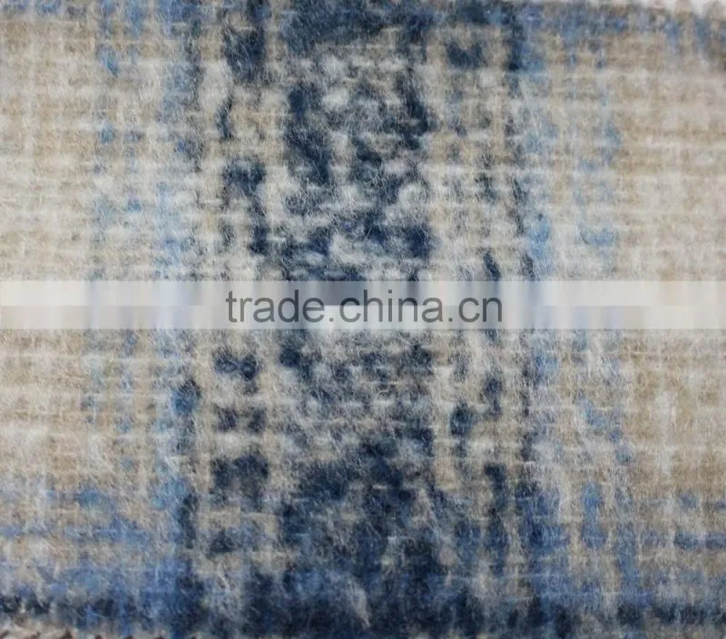 Fall winter thick scotch plaid brushed polyester acryilic blend wool fabric