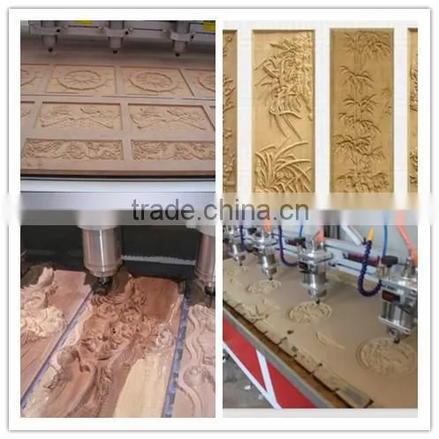 3D wood door cnc router engraving lathe machine 1325 with 2 spindle