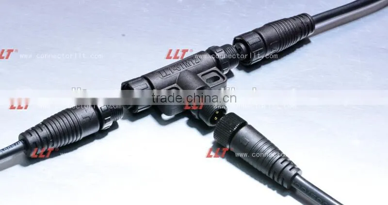 LLT Easy Installable M12 series T connector Outdoor lighting electrical Tee Connector