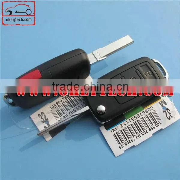 OkeyTech VW 3+panic flip key blank can't be departed for vw key cover for vw