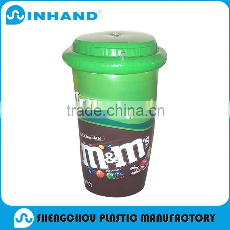 Factory EN71,CE ,Eco-friendly unique red pvc inflatable bottle/inflatable shape glass bottle/water bottle