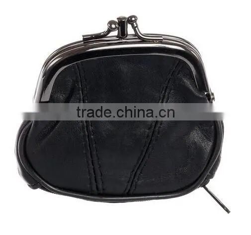 Factory Supplier Womens Leather Kiss Lock Coin Purse Fashion Coin Case