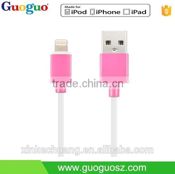 High quality cololful normal injection 8 pin tranfer data mfi usb cable for iphone7