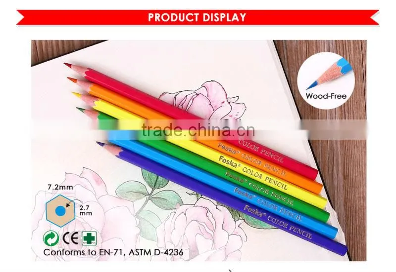 7'' Good Quality Plastic Color Pencil/flexible color pencil/color pencil set