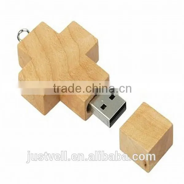 Custom usb flash drive wooden mini cross usb stick drive