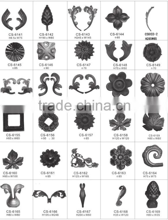 Alibaba china latest wrought iron components scroll panels, ornament welding fence parts