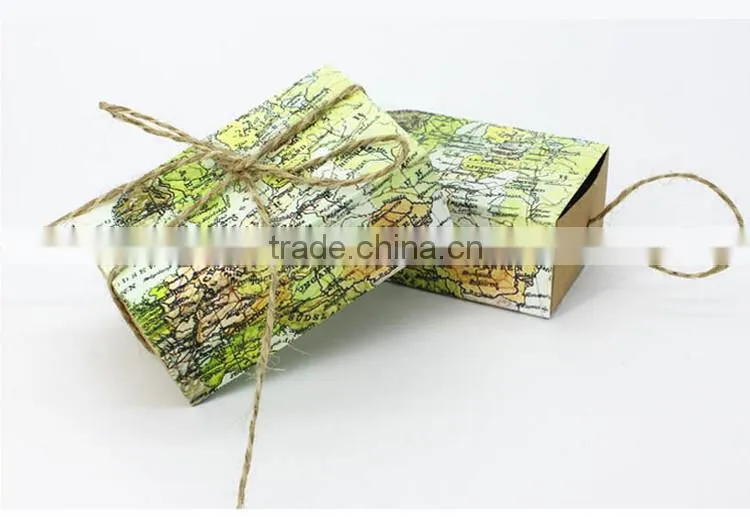 Unique wedding favour boxes map wedding favor box kraft favour boxes