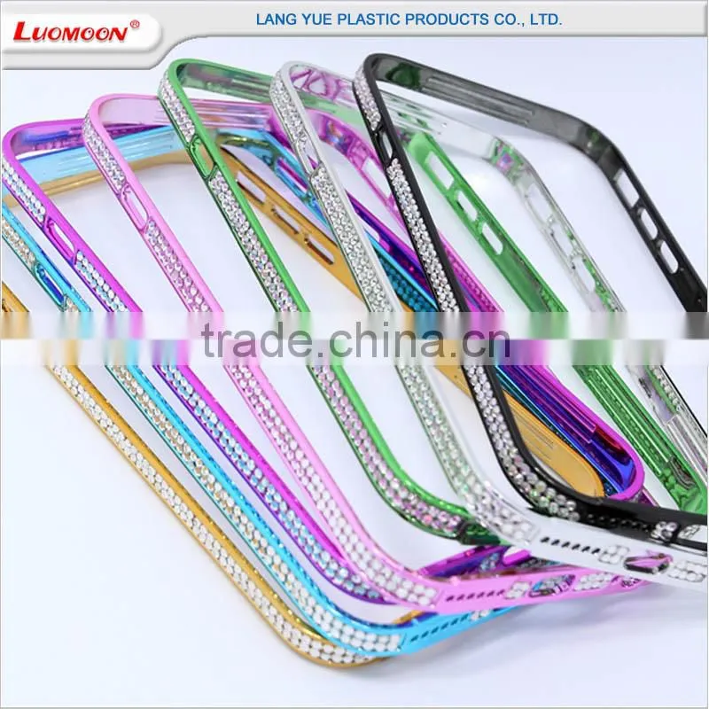 TPU back + PC frame diamond covers for iphone6, for iphone 6 case clear