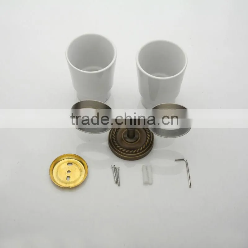 Antique Copper Pure Ceramic Dual Tumbler Holder for Bathroom Accessories