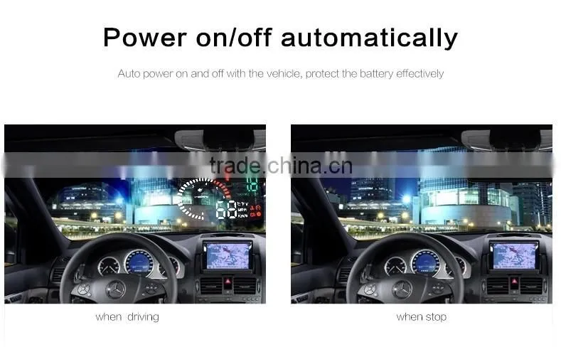New Universal OBD HUD 3" Car Hud Head Up Display Plug Play KM/miles display Speeding alarm