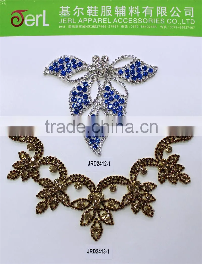 Top Sell Silver Beaded Rhinestone Trim Applique For Wedding Dress
