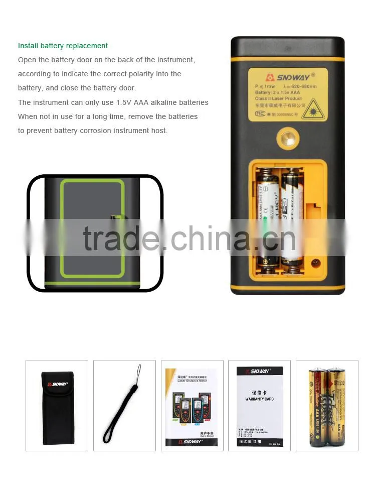 High Quality Portable SW-60 0.05-60m Multi Function laser rangefinder Digital laser distance meter
