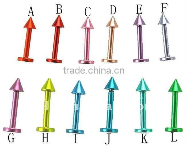 Labret with acrylic viking ball lip ring body piercing jewelry