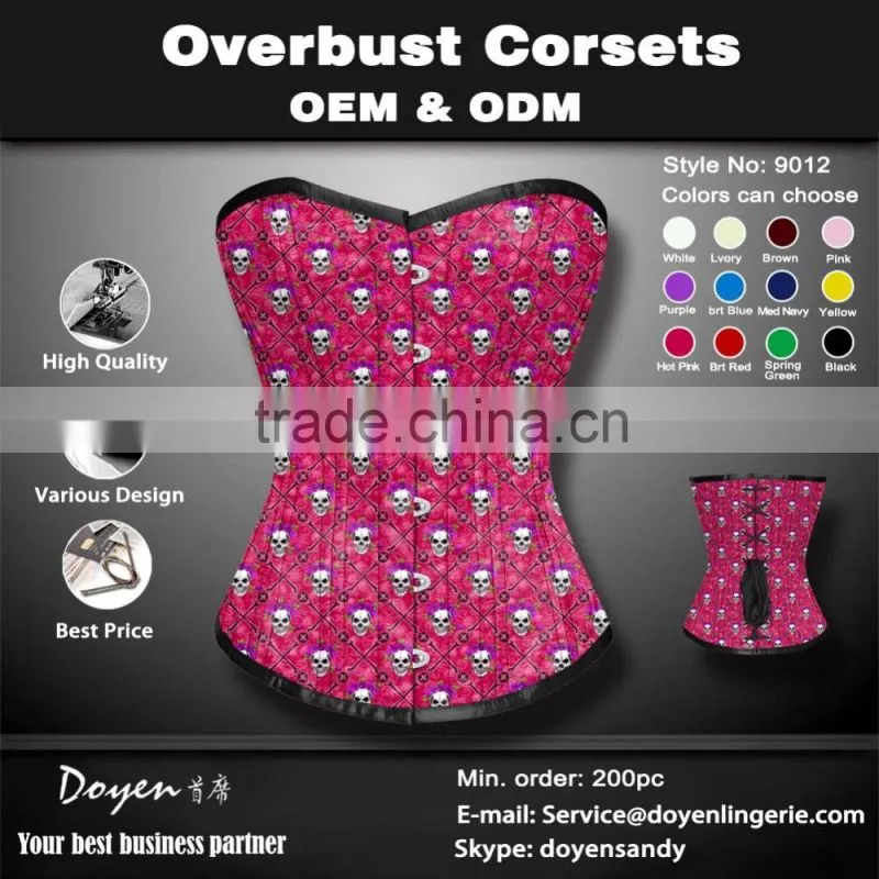 Cheap Steel Boned Lace Printing Corset Body Shaper Waist Training Corsets