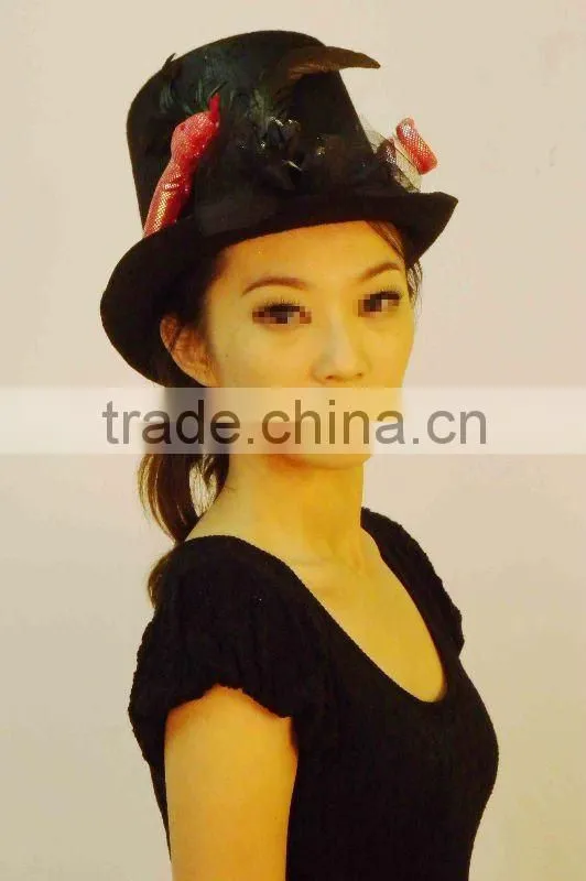 Fashion and Magic black top hat with glittered rose and snake