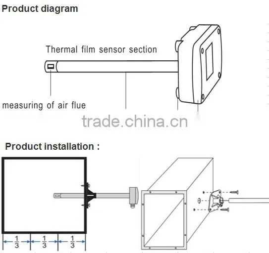0-5V air velocity transducer with measure range 0-25m/s