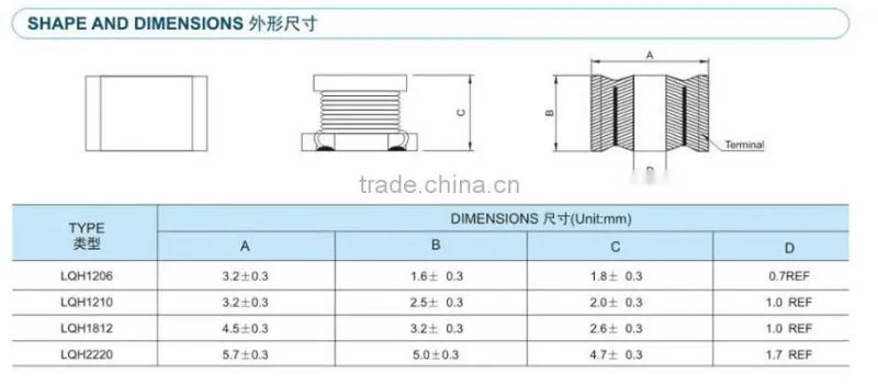 1812 size 10uH SMD power inductor