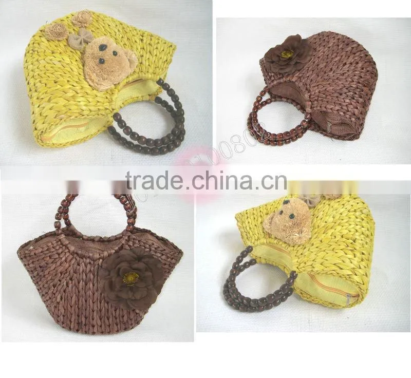 cotton print straw bag