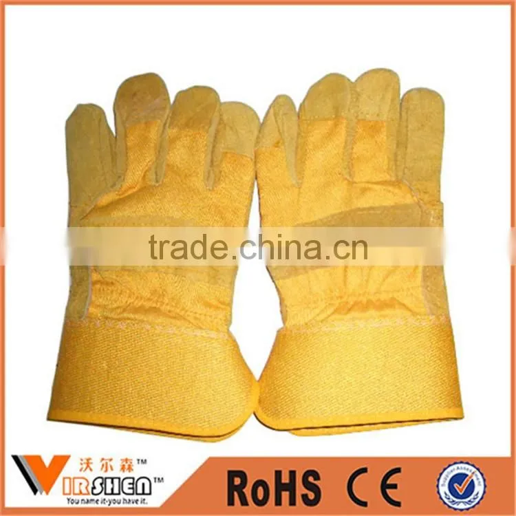 manufacturers reinforced palm cow grain double palm for heavy duty cheap leather work gloves indonesia