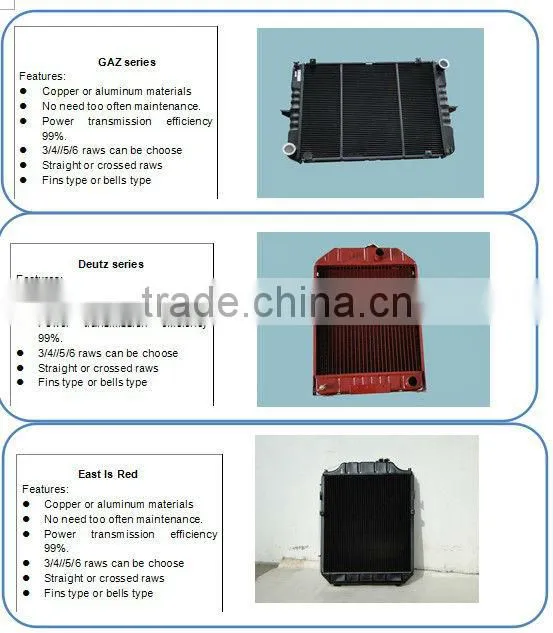 Cooling systerm for Russian MTZ80 tractor radiator price, copper MTZ radiator