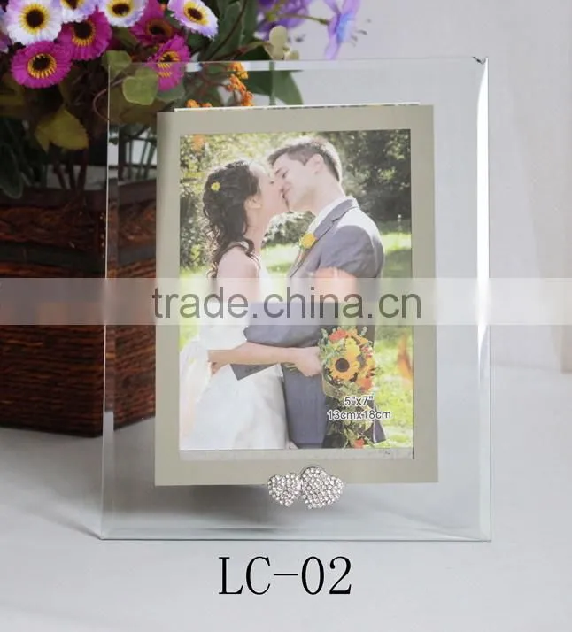 Diamond And Silver Shining heart Glass Photo Frame