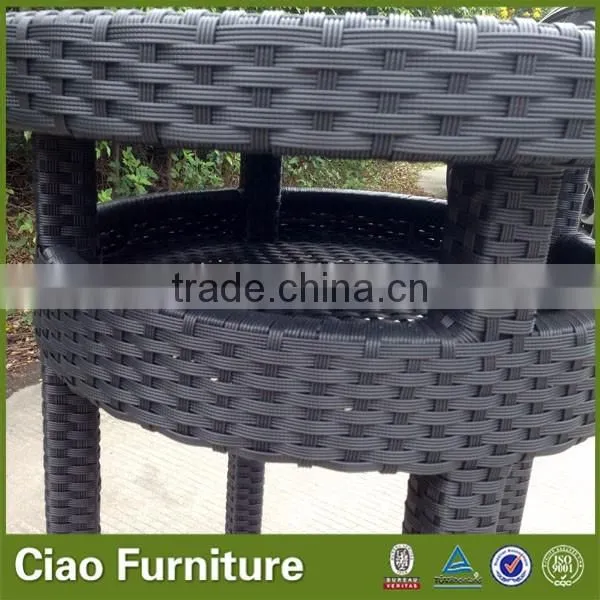 Bar height patio round table rattan effect