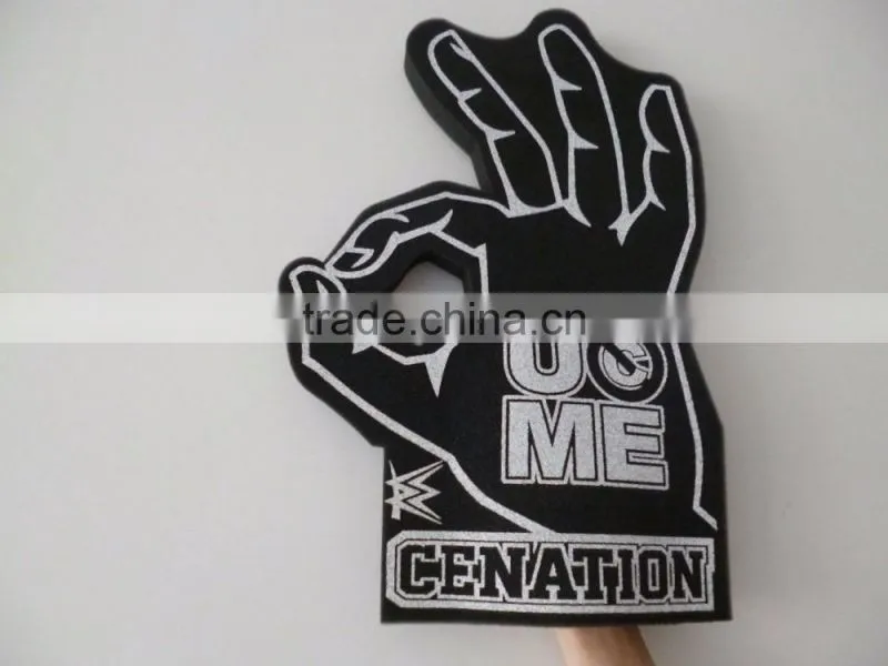 orange OKAY shape design sponge Foam Hand gloves
