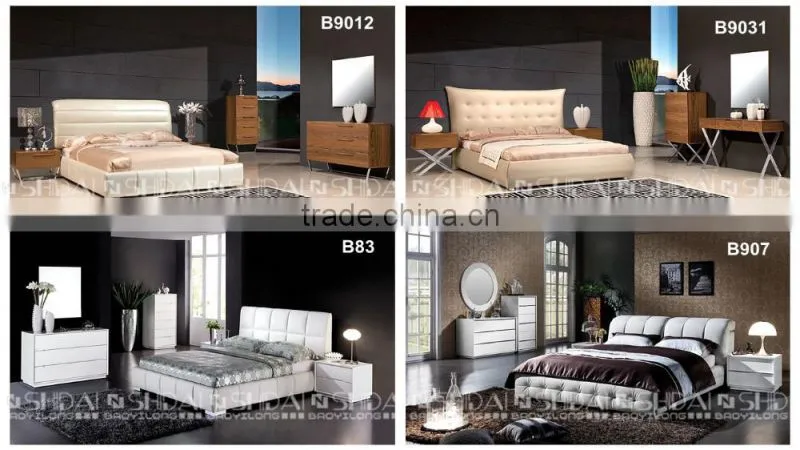 white bedroom furniture / wood double bed / latest double bed designs B57