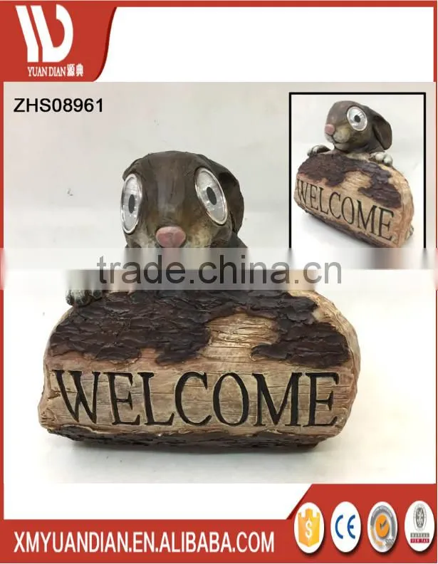 New Arrival Poly Resin Welcome Rabbit Outdoor Light Fixture