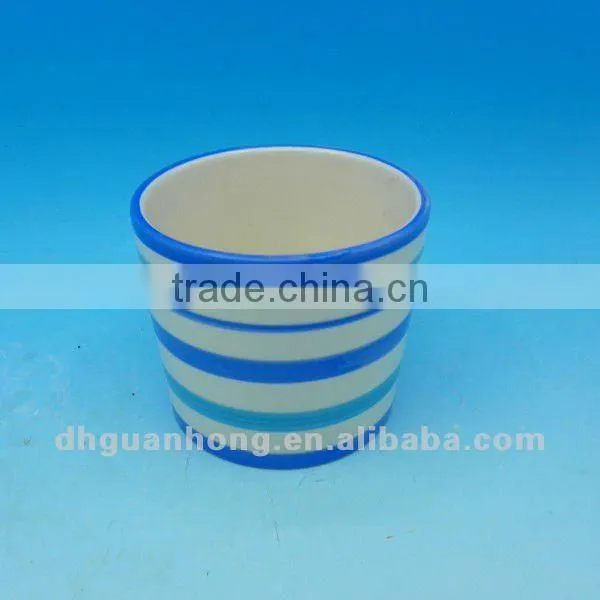 New design round blue DeHua ceramic flower pot