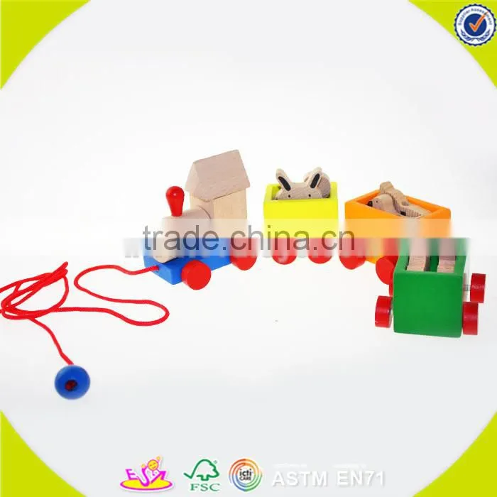 wholesale lovely wooden elephant pull car toy high quality wooden elephant pull car toy W05B034