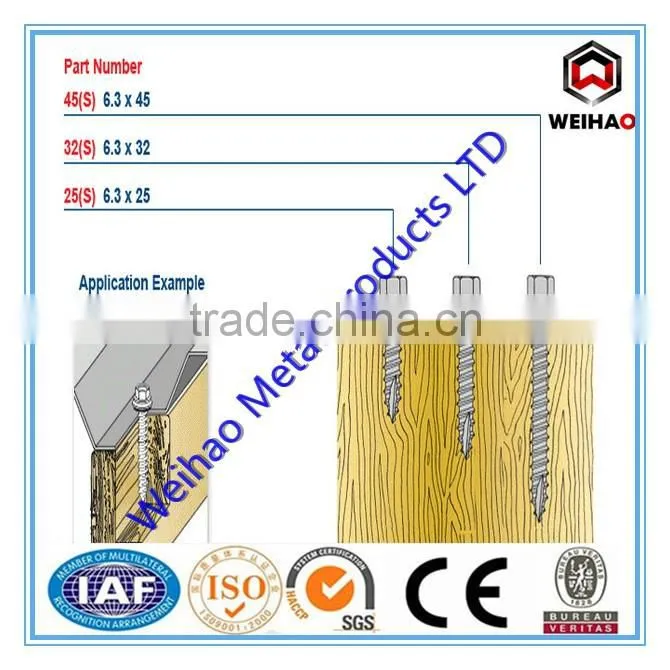 C1022a galvanized Hex head self drilling screw/roofing galvanized self-drilling screw EPDM washer