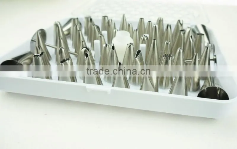 42156 52 Pcs 304 Stainless Steel Cake Master Decorating Tip Set, with Hinged Storage Box