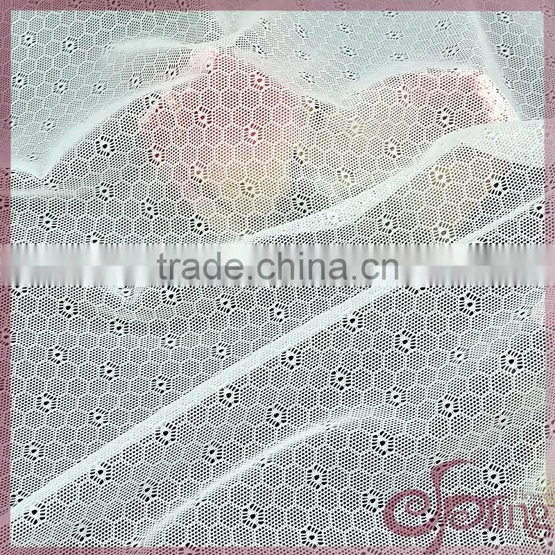 White geometric small flower elastic lace tricot fabric, decorative bridal lace fabrics