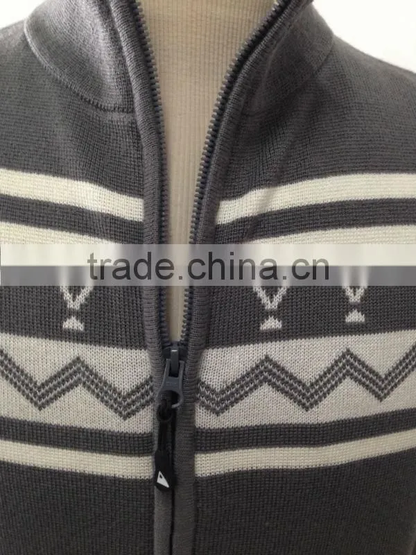 Merino wool zip cardigan men's sweater