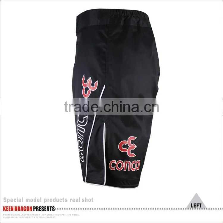 4 way stretch fabric heavy duty polyester spandex fabric custom printed plain black mma shorts