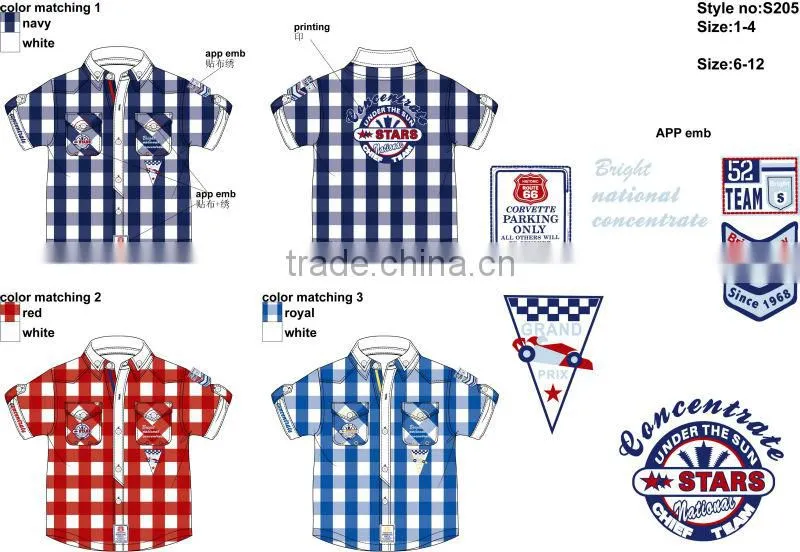 Wholesale custom boys checked shirt summer designs fancy boys casual shirt