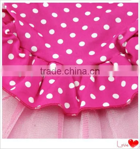 EN 71 Wholesale dog clothes pink dress with white dot for dog