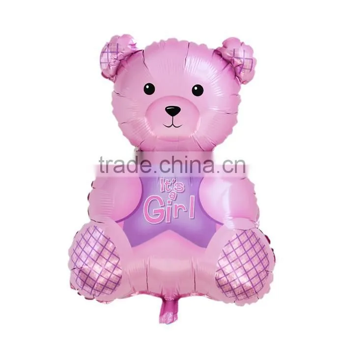 Aluminium Foil Balloons Party Decoration Bear Pink Message "It's A Girl" Pattern