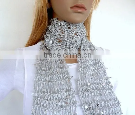 Acrylic hand knitting yarn in gray for sequin scarf