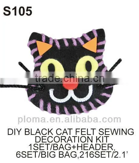 DIY CRAFT (S105) DIY BLACK CAT FELT SEWING DECORATION KIT