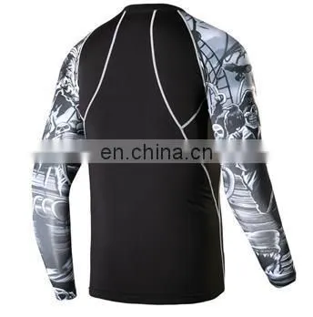 custom printed sublimated black mens rash guards
